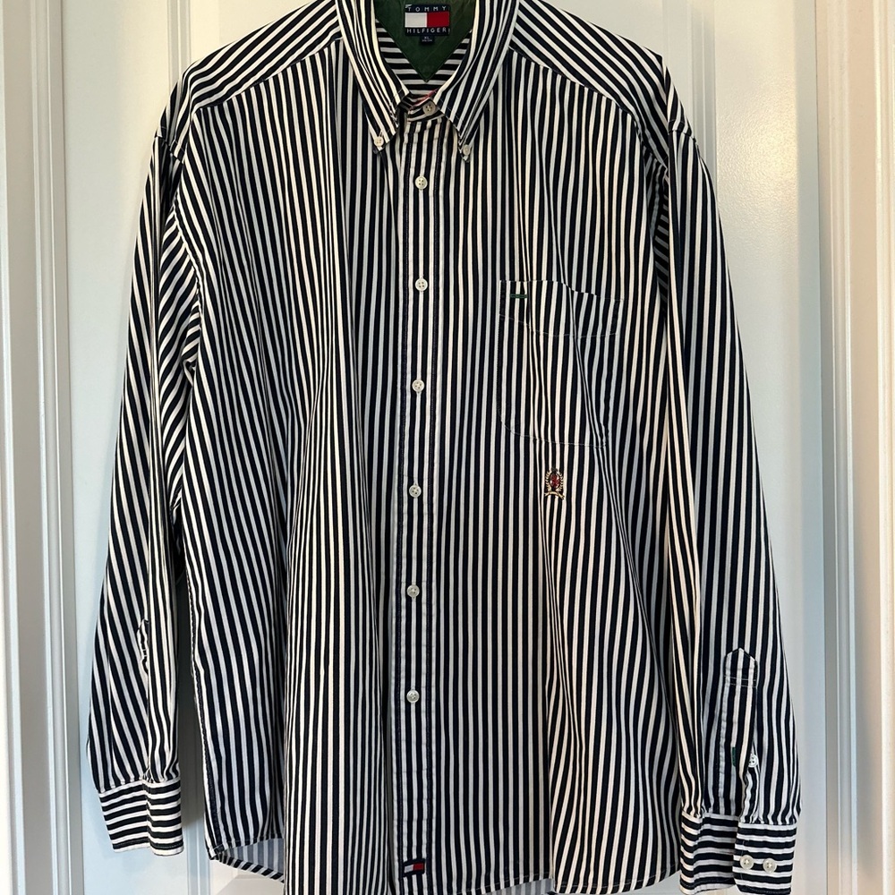 Tommy Hilfiger XL  Blue and White Casual Button Down Shirt